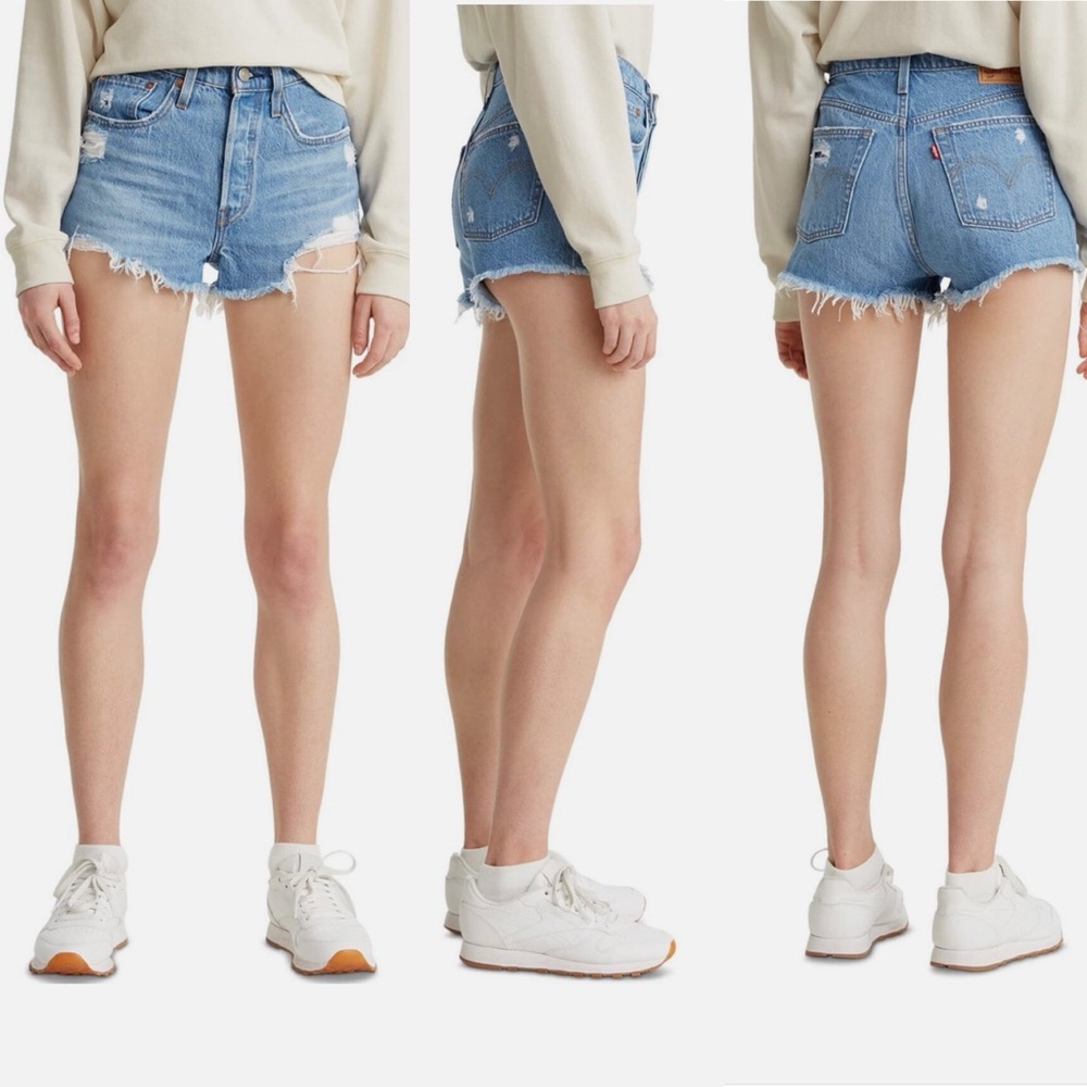 Levi's Women's 501 Cotton High Rise Denim Shorts Sansome St Size 26 56327-0193 - Picture 6 of 16